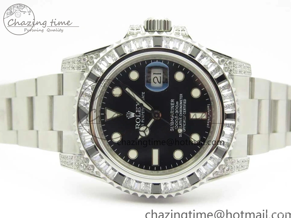 0504 GoAnywhere Submariner Black Diamond Bezel SS GSF Best Edition Black Dial On SS Bracelet A 3270
